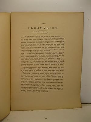 Plemmyrium. Estratto dalle Notizie degli scavi, gennaio 1899