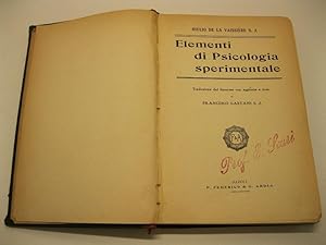 Bild des Verkufers fr Elementi di Psicologia sperimentale Traduzione dal francese con aggiunte e note di Francesco Gaetani S. J. zum Verkauf von Coenobium Libreria antiquaria