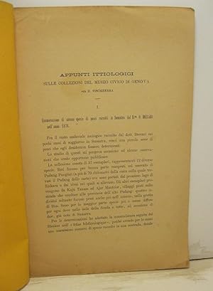 Appunti ittiologici. Sulle collezioni del Museo Civico di Genova. I. Enumerazione di alcune speci...