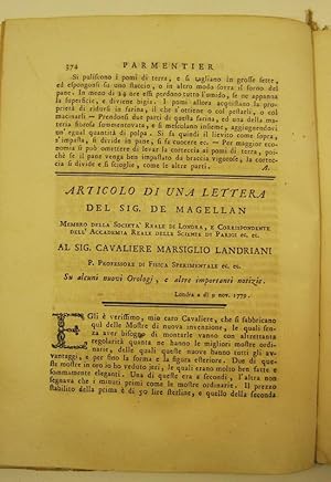 Articolo di una lettera del sig. De Magellan. al sig. cavaliere Marsiglio Landriani. su alcuni nu...