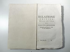 Relazione critica della lettera di Damisto a Beronide stampata nel tomo X della N. R. Calogeriana