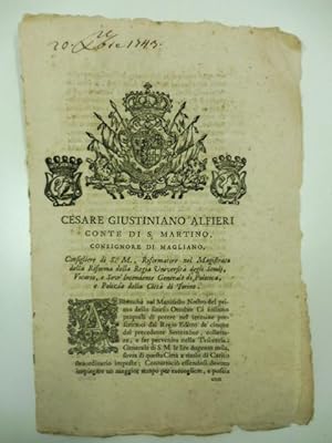 Cesare Giustiniano Alfieri conte di S. Martino. abbenche' nel manifesto nostro del primo dello sc...