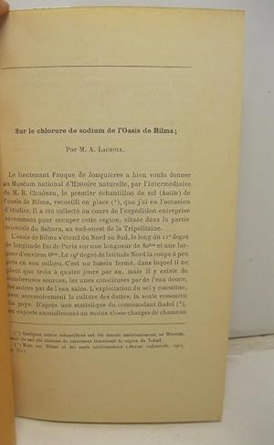 Sur le chlorure de sodium de l'Oasis de Bilma; SEGUE Sur quelques vanadates des environs de Saida...