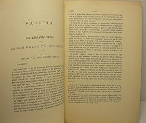 Bild des Verkufers fr Varieta'. Per Bernardo Bembo. Le sue relazioni coi Medici. Lettera prima al Prof. Rodolfo Renier zum Verkauf von Coenobium Libreria antiquaria