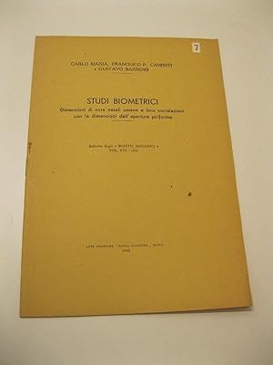 Studi biometrici. Dimensioni di ossa nasali umane e loro correlazioni con le dimensioni dell'aper...