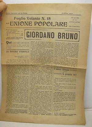 Foglio volante n. 18 dell'Unione Popolare. Giordano Bruno