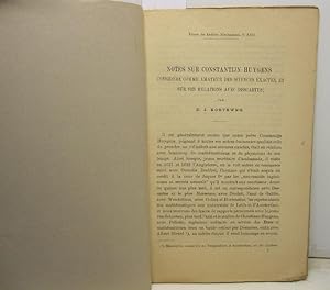 Notes sur Constantijn Huygens considerere' comme amateur des sciences exatctes et sur ses relatio...
