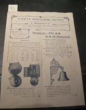 Societa' industriali riunite per le applicazioni dell'elettricita' e del gas acetilene. Suonerie,...