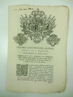 Cesare Giustiniano Alfieri conte di S. Martino consignore di Magliano. la prava malizia di alcuni...