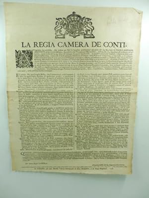 La Regia Camera de Conti. Ad ognuno sia manifesto che veduta per Noi la Supplica presentataci per...