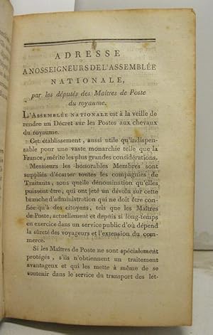 Memoire sur la suppression des privile'ges des maitres de poste du Royaume. LEG CON: Adresse a' N...