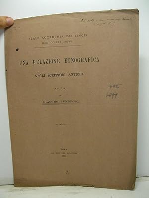Bild des Verkufers fr Una relazione etnografica negli scrittori antichi zum Verkauf von Coenobium Libreria antiquaria