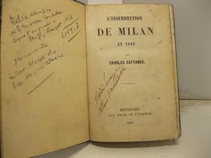 Bild des Verkufers fr L'insurrection de Milan en 1848 par C. C. zum Verkauf von Coenobium Libreria antiquaria