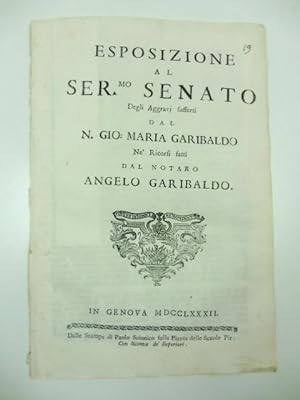 Esposizione al Ser.mo Senato degli aggravi sofferti dal N. Gio Maria Garibaldo ne' ricorsi fatti ...