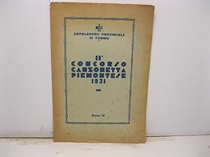 IIo concorso canzonetta piemontese 1931. Anno IX. Dopoloavoro provinciale di Torino