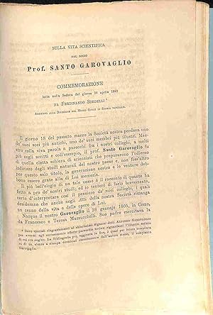 Sulla vita scientifica del socio Santo Garovaglio