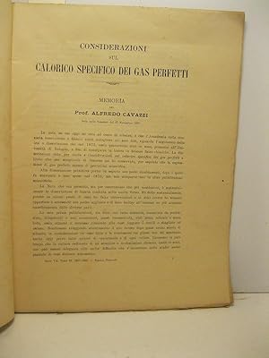 Considerazioni sul calorico specifico dei gas perfetti. Memoria letta nella sessione del 27 novem...