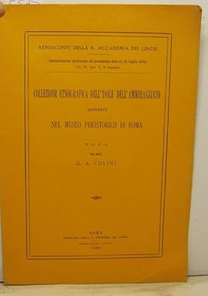 Collezione etnografica dell'isole dell'Ammiragliato esistente nel Museo Preistorico di Roma