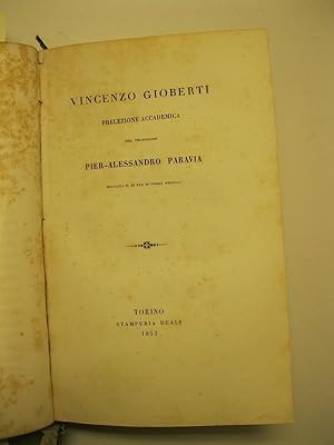 Vincenzo Gioberti. Prelezione accademica recitata il di' XXX Dicembre MDCCCLII