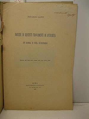 Notizie di recenti trovamenti di antichita' in Roma e nel suburbio