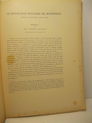 Le esplorazioni botaniche nel Montenegro. Terzo periodo (1878-1930). Memoria letta nella sessione...