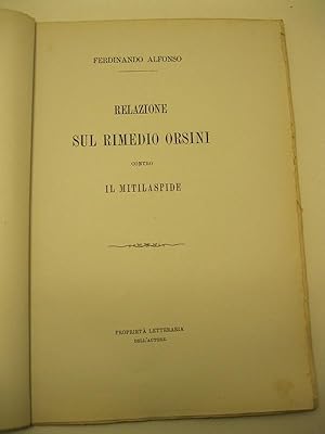 Relazione sul rimedio Orsini contro il mitilaspide