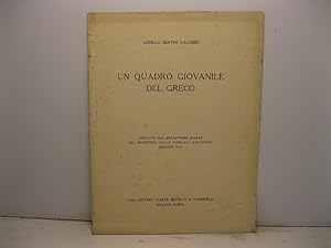 Un quadro giovanile del Greco. Estratto dal Bollettino d'Arte del Ministero della Pubblica Istruz...