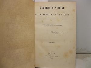 Bild des Verkufers fr Memorie veneziane di letteratura e di storia. zum Verkauf von Coenobium Libreria antiquaria