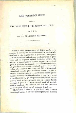 Alcune considerazioni critiche sopra una dottrina di Erberto Spencer