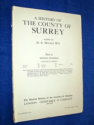 Immagine del venditore per A History of the County of Surrey Part 25, Wotton Hundred. Comprising Parishes of Abinger, Capel, Dorking, Ockley, Wotton, from 1911 The Victoria History of the Counties of England. venduto da Tony Hutchinson