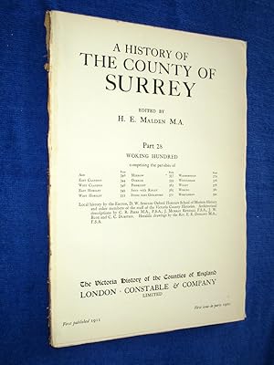 Immagine del venditore per A History of the County of Surrey Part 28, Woking Hundred. Comprising Parishes of Ash, Clandon, Horsley, Merrow, Ockham, Pirbright, Send, Wanborough, Windlesham, Wisley. Worplesdon from 1911 The Victoria History of the Counties of England. venduto da Tony Hutchinson