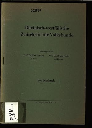 Bild des Verkufers fr Rheinisch-westflische Zeitschrift fr Volkskunde, Sonderdruck, 14. Jahrg., 1967, Heft 1-4. zum Verkauf von Antiquariat Bookfarm