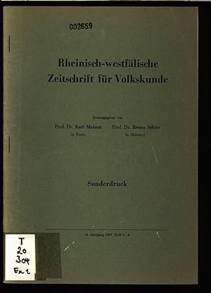 Bild des Verkufers fr Rheinisch-westflische Zeitschrift fr Volkskunde, Sonderdruck, 14. Jahrg., 1967, Heft 1-4. zum Verkauf von Antiquariat Bookfarm