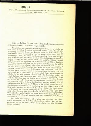 Seller image for 1826-1902. Ein Beitrag zur deutschen Gelehrtengeschichte. Innsbruck. Wagner 1907. Separatabdruck aus den Mitteilungen des Instituts f. sterreichische Geschichtsforschung, XXX. Band, 2. Heft. for sale by Antiquariat Bookfarm