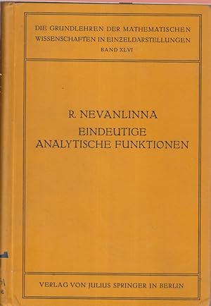Seller image for Eindeutige Analytische Funktionen for sale by Jonathan Grobe Books