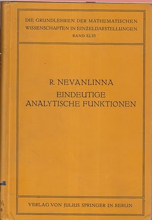 Immagine del venditore per Eindeutige Analytische Funktionen venduto da Jonathan Grobe Books