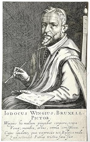 [Antique etching, ca 1630] [40] Portrait of artist Joos van Winghe, Jodocus Wingius, Bruxell. Pic...