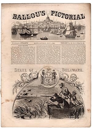 Seller image for Ballou's Pictorial Drawing-Room Companion, July 5, 1856. 13 Engravings. State of Delaware; Australian Wilderness Scenes; Court and Tremont Streets, Boston, with Iron Building; Holy Land (Edom and Nazareth); James T. Fields; Capital at LeCompton City, KS; Levater Lee Family; Spalding & Rogers' Circus for sale by Singularity Rare & Fine