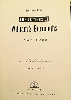 Seller image for The Letters of William S. Burroughs 1945-1959 (An Excerpt) for sale by Rob Warren Books