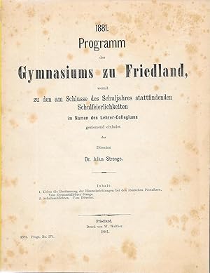 Programm des Gymnasiums zu Friedland, womit zu den am Schlusse des Schuljahres stattfindenden Sch...