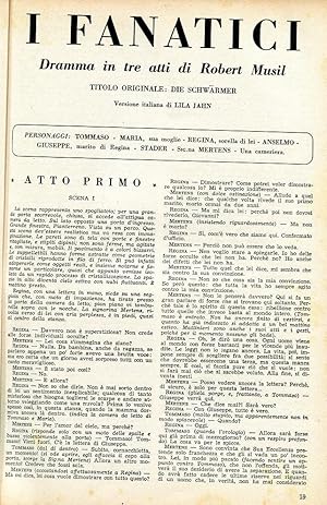 I FANATICI (Die Schwarmer) , dramma in tre atti (sul numero 123-124 del luglio agosto 1956 - pag....