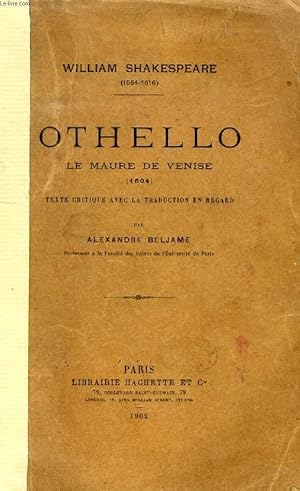 Image du vendeur pour OTHELLO, LE MAURE DE VENISE (1604), TEXTE CRITIQUE AVEC LA TRADUCTION EN REGARD mis en vente par Le-Livre