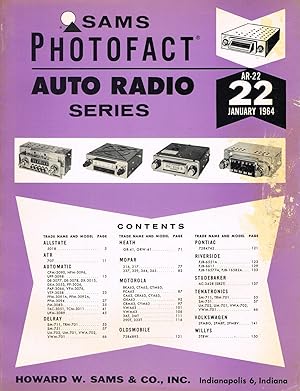 Seller image for Sams Photofact Auto Radio Series AR-22 January, 1964 for sale by SUNSET BOOKS