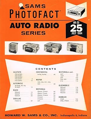 Seller image for Sams Photofact Auto Radio Series AR-25 July 1964 for sale by SUNSET BOOKS