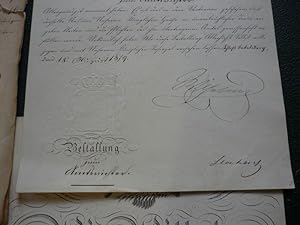 Je 2 Urkunden m. eigenhändiger Unterschrift u. geprägt. Siegel, 8. Maerz 1862/18. August 1879 bzw...