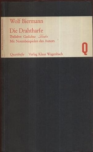 Bild des Verkufers fr Die Drahtharfe. Balladen. Gedichte, Lieder. (1.-4. Tsd.). zum Verkauf von Antiquariat Dwal