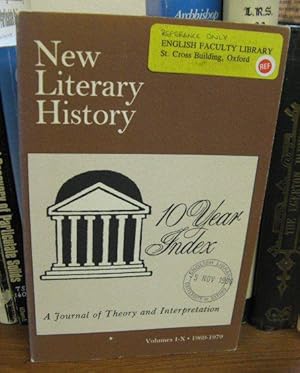 Bild des Verkufers fr New Literary History: A Journal of Theory and Interpretation; Index to Volumes 1-10, 1969-1979 zum Verkauf von PsychoBabel & Skoob Books