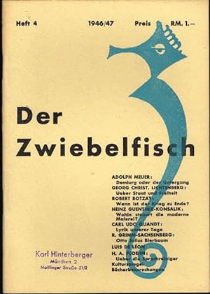 Der Zwiebelfisch. Zeitschrift über Bücher, Kunst und Kultur. 25. Jahrgang, Heft 4, 1946/47.