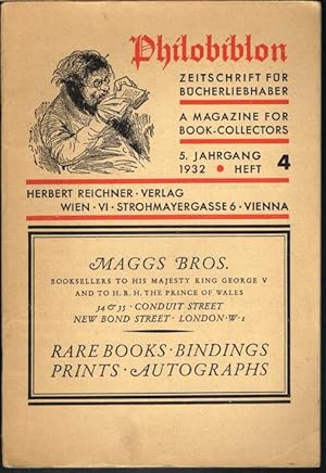 Philobiblon. Zeitschrift für Bücherliebhaber. 5. Jahrgang 1932, Heft 4.