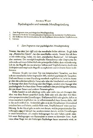 Psychologische und rationale Moralbegründung.